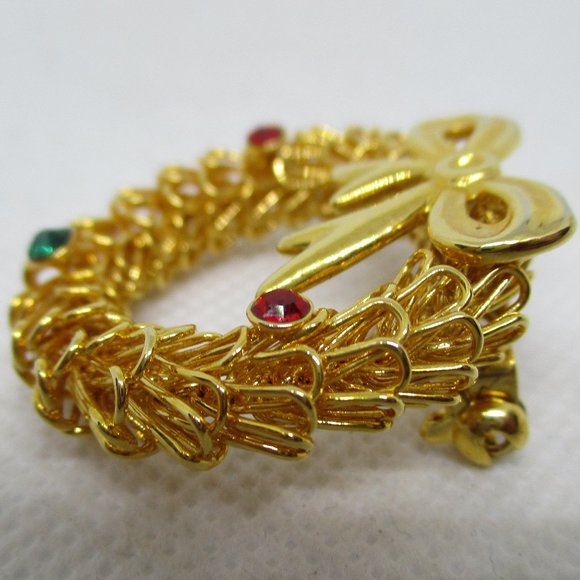 Eisenberg Christmas Wreath Brooch Eisenberg Rhinestone Christmas Wreath Brooch - Picture 12 of 14